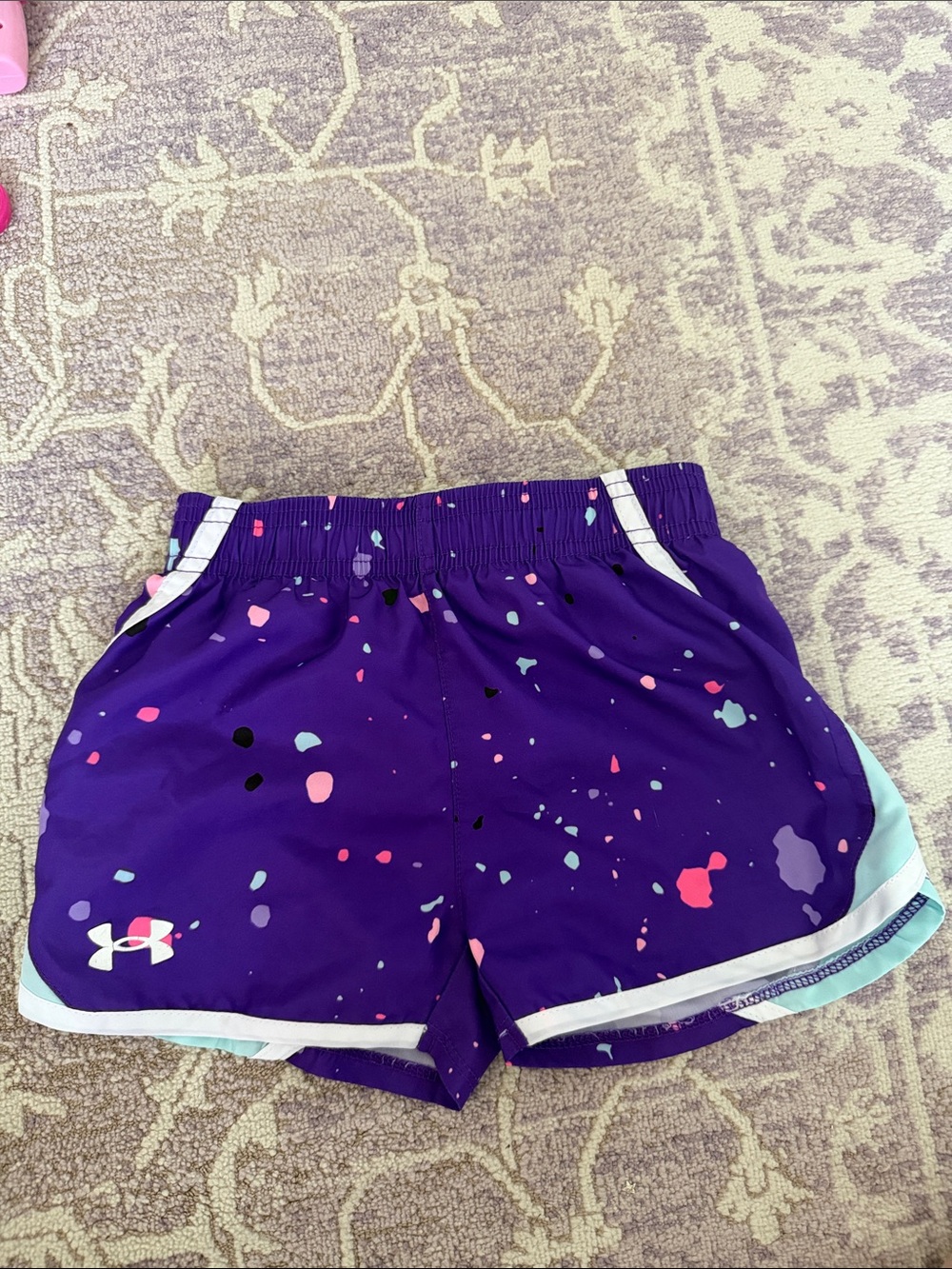 Under Armour Purple Girls' Athletic Shorts with Multicolor Splash